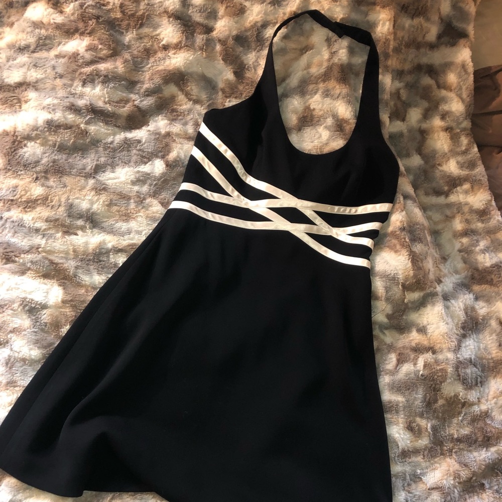 Nicole Miller black and white halter dress
